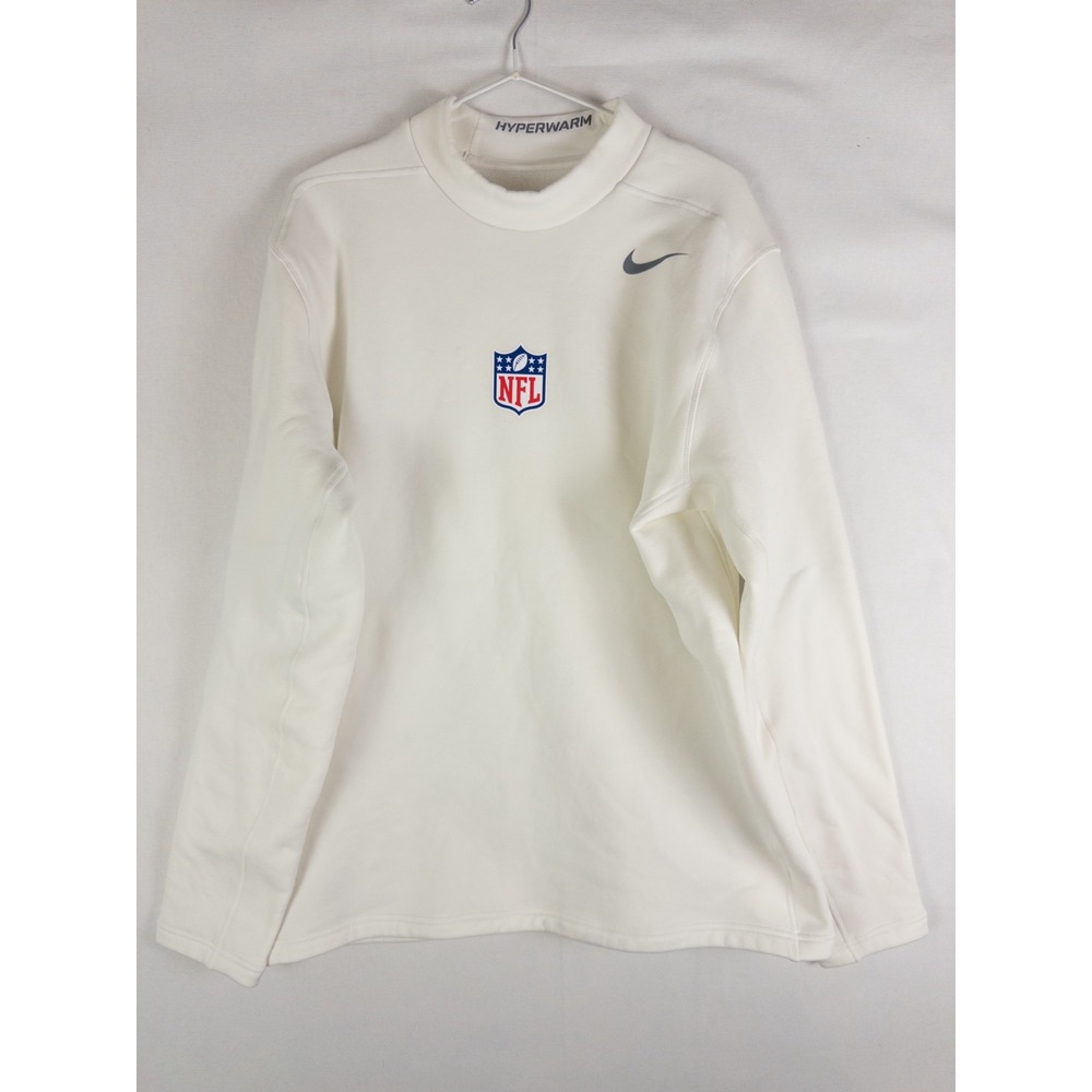 Nike Pro Hyperwarm NFL Shirt Mens XL White Mock Neck Long Sleeve Fleece Lined Co